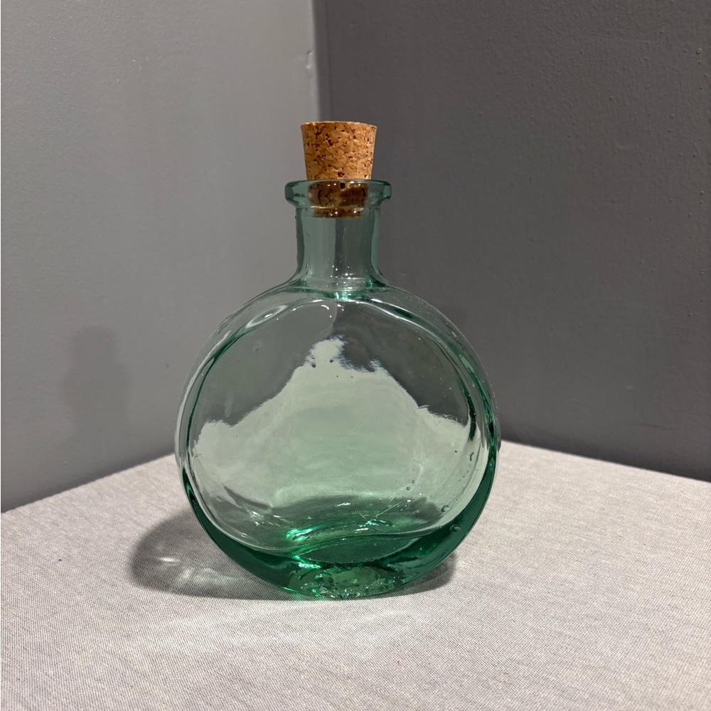 Round Green Glass Bottle with Cork